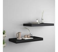 Vidaxl Floating Wall Shelves 2 Pcs Black 50X23X3.8 Cm Mdf