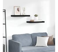 vidaXL Floating Wall Shelves 2 pcs Black 50x23x3.8 cm MDF