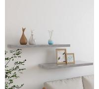 Vidaxl Floating Wall Shelves 2 Pcs Concrete Grey 80X23.5X3.8 Cm Mdf