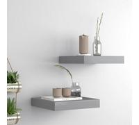 Vidaxl Floating Wall Shelves 2 Pcs Grey 23X23.5X3.8 Cm Mdf