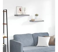 vidaXL 2x Floating Wall Shelves Grey 40x23x3.8 cm MDF Display Bookcase Ledge