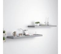 vidaXL Floating Wall Shelves 2 pcs Grey 90x23.5x3.8 cm MDF