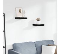 vidaXL Floating Wall Shelves 2 pcs High Gloss Black 23x23.5x3.8 cm MDF LSO UK