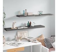 vidaXL 2x Floating Wall Shelves High Gloss Grey 120x23.5x3.8 cm MDF Display