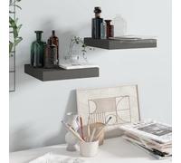 Vidaxl Floating Wall Shelves 2 Pcs High Gloss Grey 23X23.5X3.8 Cm Mdf