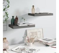 vidaXL Floating Wall Shelves 2 pcs High Gloss Grey 40x23x3.8 cm MDF