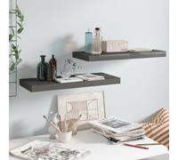 vidaXL Floating Wall Shelves 2 pcs High Gloss Grey 60x23.5x3.8 cm MDF