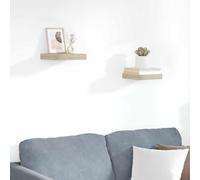 Vidaxl Floating Wall Shelves 2 Pcs Oak 23X23.5X3.8 Cm Mdf, Brown