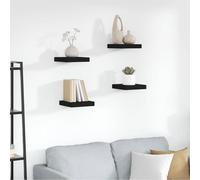 vidaXL Floating Wall Shelves 4 pcs Black 23x23.5x3.8 cm MDF