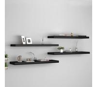 vidaXL Floating Wall Shelves 4 pcs Black 90x23.5x3.8 cm MDF UK GF0