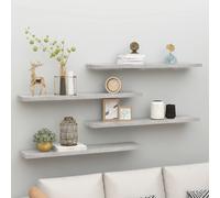 vidaXL Floating Wall Shelves 4 pcs Concrete Grey 120x23.5x3.8 cm MDF