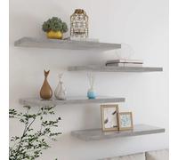 vidaXL Floating Wall Shelves 4 pcs Concrete Grey 80x23.5x3.8 cm MDF UK HOT