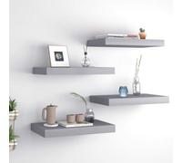 vidaXL Floating Wall Shelves 4 pcs Grey 40x23x3.8 cm MDF UK GF0