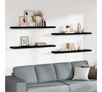 vidaXL Floating Wall Shelves 4 Pcs High Gloss Black 120x23.5x3.8 cm Mdf, Black