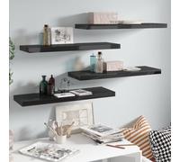 vidaXL Floating Wall Shelves 4 pcs High Gloss Black 80x23.5x3.8 cm MDF