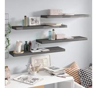 vidaXL Floating Wall Shelves 4 pcs High Gloss Grey 90x23.5x3.8 cm MDF UK HOT