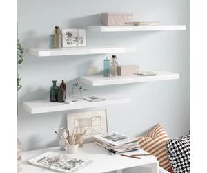 Vidaxl Floating Wall Shelves 4 Pcs High Gloss White 80X23.5X3.8 Cm Mdf