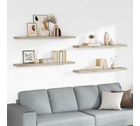 Vidaxl Floating Wall Shelves 4 Pcs Oak 120X23.5X3.8 Cm Mdf, Brown