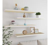 vidaXL 4x Floating Wall Shelves Oak & White MDF Wall Ledge Rack Hanging Shelf
