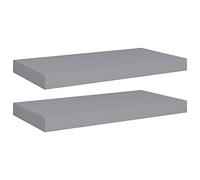 vidaXL Floating Wall Shelves Set of 2 - Durable MDF & Metal Frame - Grey Modern Style Decorative Display Shelf