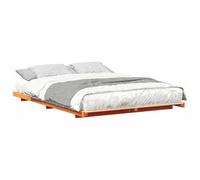 vidaXL Floor Bed Frame Wax brown 160 x 220 cm Solid pine wood, Stylish, Modern Bed Frame, Rectangular Platform, Space-Saving Storage, Solid Wood Minimalist Bedroom Furniture