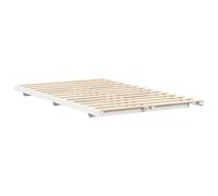 vidaXL Floor Bed Frame White 140 x 190 cm Solid pine wood, Stylish, Modern Bed Frame, Rectangular Platform, Space-Saving Storage, Solid Wood Minimalist Bedroom Furniture