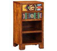 vidaXL Floral End Table with Drawer with Storage Brown 40 x 35 x 75 cm, Rustic A