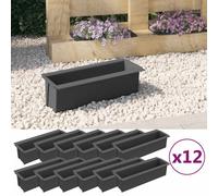 vidaXL Flower Boxes for Euro Pallets 12 pcs Grey 36x13.5x9.5 cm PP, Grey