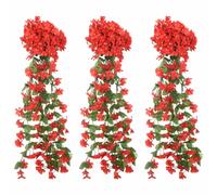 vidaXL Flower Garlands 3 pcs Red 85 cm