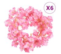 vidaXL Flower Garlands 6 pcs Dark Pink 180 cm