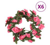 vidaXL Flower Garlands 6 pcs Red Pink 240 cm