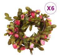 vidaXL Flower Garlands 6 pcs Rose 215 cm