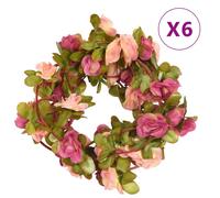 vidaXL Flower Garlands 6 pcs Rose Red 250 cm