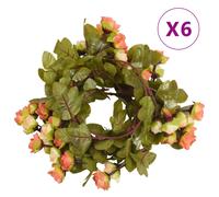 vidaXL Christmas Flower Garlands 6 pcs Sunset Red 215 cm, Red