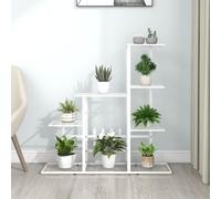 vidaXL Flower Stand White Metal Home Garden Decor Plant Rack Display Shelf