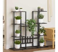 vidaXL Flower Stand 94.5x25x89 cm Black Iron Plant Rack Corner Plant Shelf