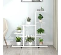vidaXL Flower Stand with Wheel White Metal Home Decor Plant Rack Display Shelf