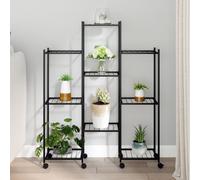 vidaXL Flower Stand with Wheels 83x25x103.5 cm Black Iron UK GF0
