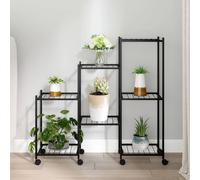 vidaXL Flower Stand with Wheels 83x25x83.5 cm Black Iron Tall Plant Stand