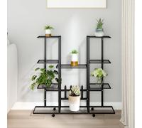 vidaXL Flower Stand with Wheels 94.5x24.5x91.5 cm Black Iron Tall Plant Stand