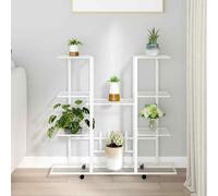 vidaXL Flower Stand with Wheels 94.5x24.5x91.5 cm White Iron UK NEW