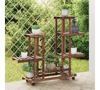vidaXL Flower Stand with Wheels 95x25x101 cm Solid Wood Fir, Brown