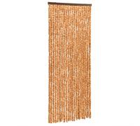 vidaXL Fly Curtain Door Curtain Fly Screen Ochre and White 100x200 cm Chenille