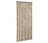 vidaXL Fly Curtain, Insect Protection for Home, Mobile Home, Caravan, Door Curtain with Hooks, Thread Curtain, Insect Curtain, Dark Brown Beige Chenille