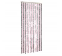 vidaXL Chenille Fly Curtain 100x200cm - Insect Barrier, Doorway Blind, Privacy Screen, Soft Strands, Washable - Silver Grey/Pink