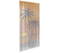 vidaXL Fly Curtain for Doors Palm Print 100 x 200 cm Bamboo