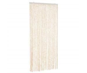 vidaXL Fly Curtain, Insect Blind with Hook, Door Curtain, Adjustable Length and Width, Beige and White, 90 x 200 cm Chenille