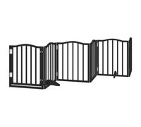 vidaXL Dog Gate with Door Foldable 6 Panels Black 300 cm Poplar Wood