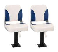 vidaXL Foldable Boat Seat 2 Set Blue and White 41x36x48 cm