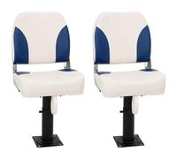 vidaXL Foldable Boat Seat 2 Set Blue and White 41x36x48 cm